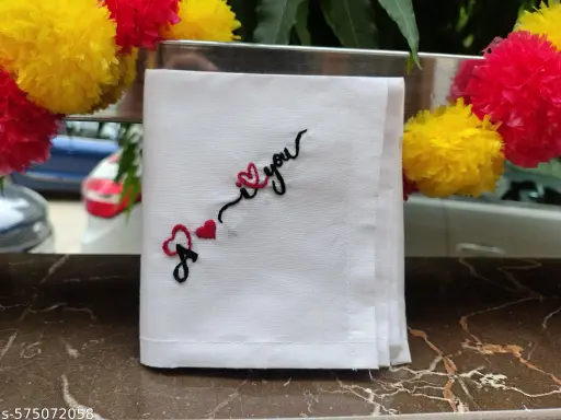 0amho_512.webp Heart Embroidered Cotton Hanky - Image 1