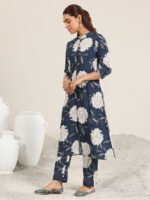 Blue Printed Poly Crepe Cord Set - Image 2