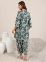 Teal Printed Pure Cotton Cord Set - Image 2