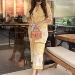 Yellow Printed Cotton Cord Set