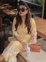 Yellow Printed Cotton Cord Set - Image 2