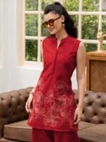 Red Printed Cotton Cord Set