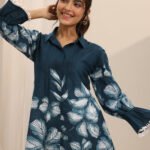 Blue Printed Cotton Cord Set