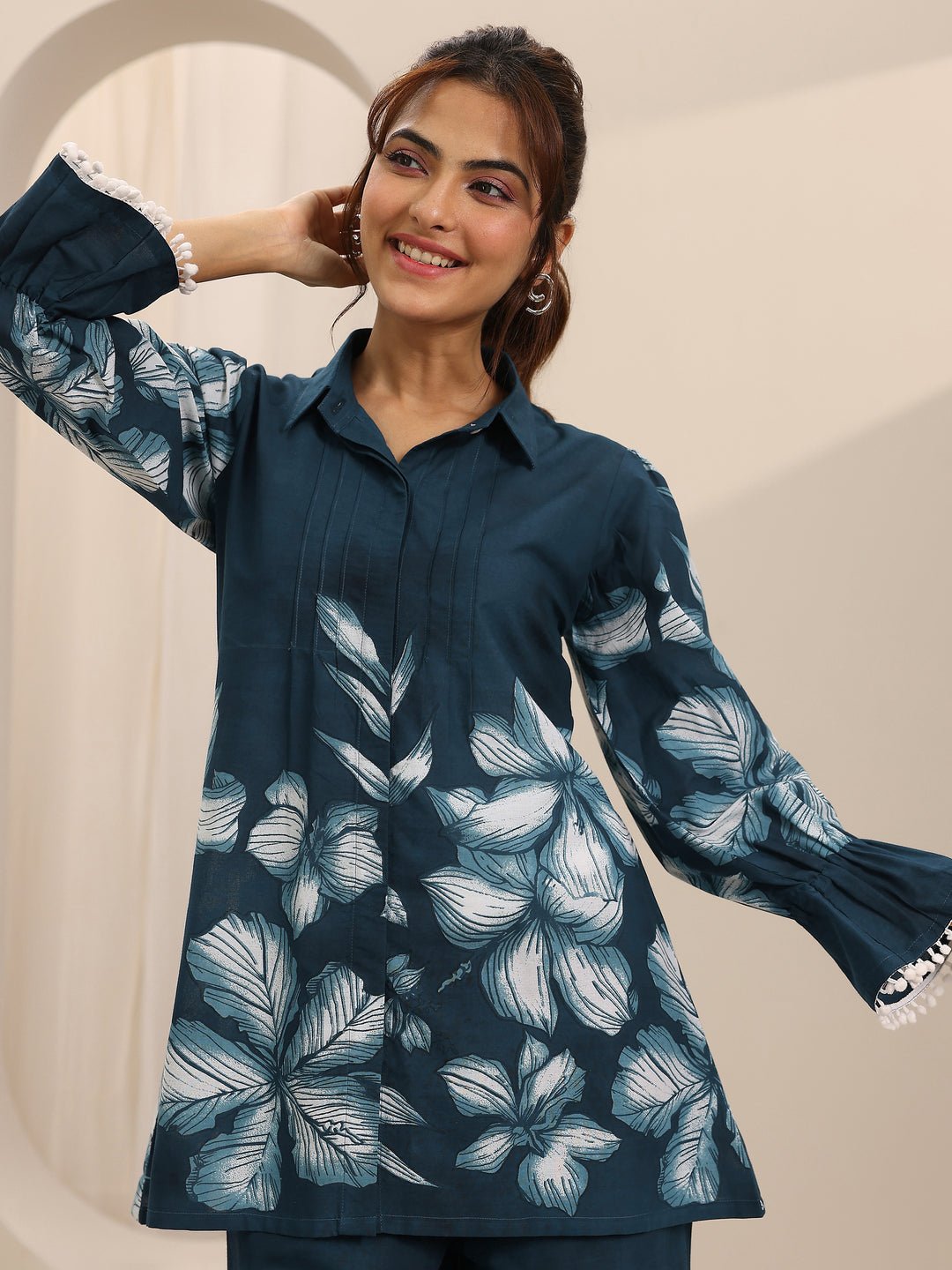400658_4Main.jpg Blue Printed Cotton Cord Set - Image 1