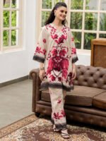 Off White Printed Cotton Blend Cord Set - Style 0798H
