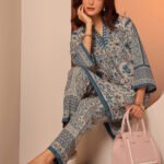 Off White Printed Cotton Blend Straight Cord Set