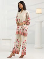 Off White Printed Cotton Cord Set - Image 2