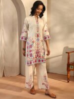 Off White Printed Cotton Blend Cord Set - Style 1473H - Image 3