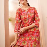 Multi Pure Cotton Ikkat Printed Straight Cord Set