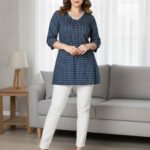 Indigo Pure Cotton Ethnic Motifs Printed Straight Short Kurti