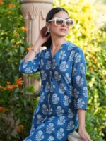 Indigo Pure Cotton Batik Printed Straight Cord Set