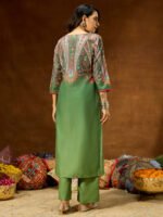 Green Cotton Blend Printed Straight Cord Set - Image 3