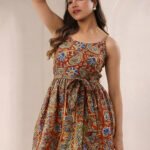 Red Pure Cotton Paisley Printed A-Line Short Kurti
