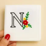 N Alphabet Embroidered Cotton Hanky