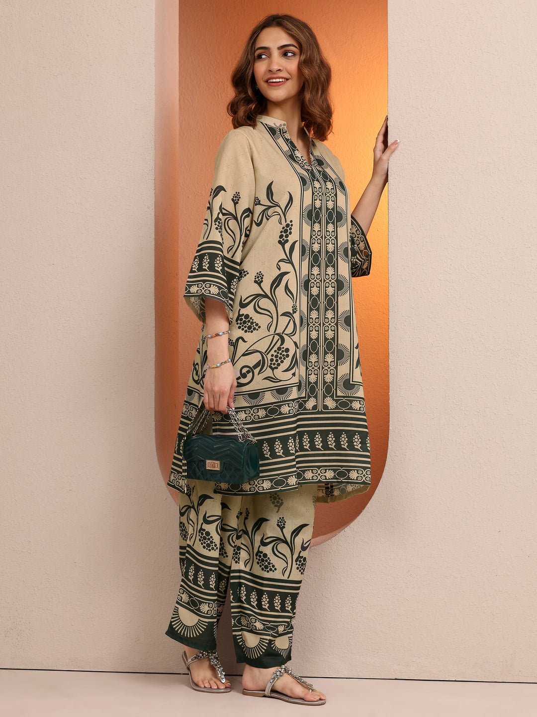 beige-printed-cotton-blend-co-ord-sets-401546_1b9c8066-545e-48d2-a058-0d9470cee845.jpg Beige Printed Cotton Blend Cord Set - Image 1