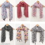 Floral Georgette Tassel Scarf Set