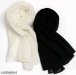 Off White & Black Georgette Hijab Pack of 2