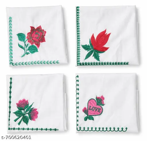 kocxw_512.webp Premium Embroidered Cotton Hanky Pack of 4 - Image 1
