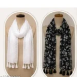 Black Floral Georgette Scarf Set of 2