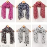 Multicolor Georgette Tassel Scarf Set - Image 2